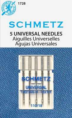 Schmetz Universal 5-pk sz18/110, 10pkg/box