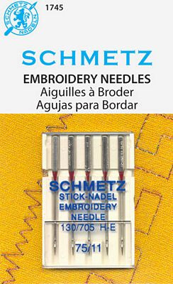 Schmetz Machine Embroidery 5-pk sz11/75, 10pkg/box