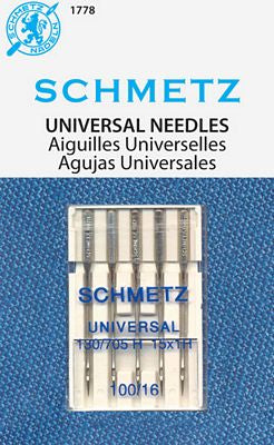Schmetz Universal 5-pk sz16/100, 10pkg/box