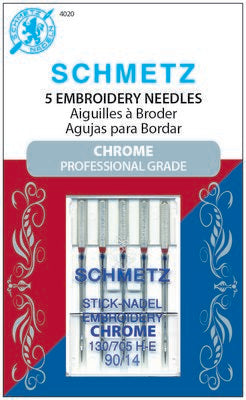Schmetz Chrome Embroidery 90/14 Carded 5 Pack