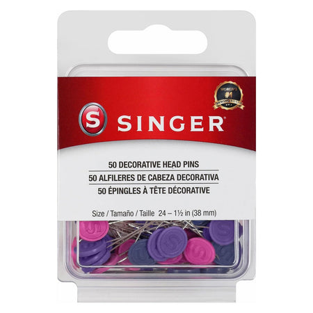 Singer, Decorative Flat Head Pins Size 24 - 1-1/2" 50pk