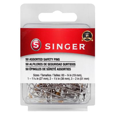 Singer Carded Notions 50 Assorted Brass/Steel Safety Pins