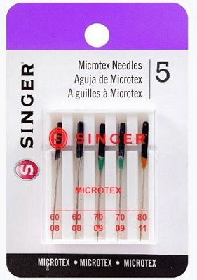 Needles Singer Machine Microtex 5 pk Assorted