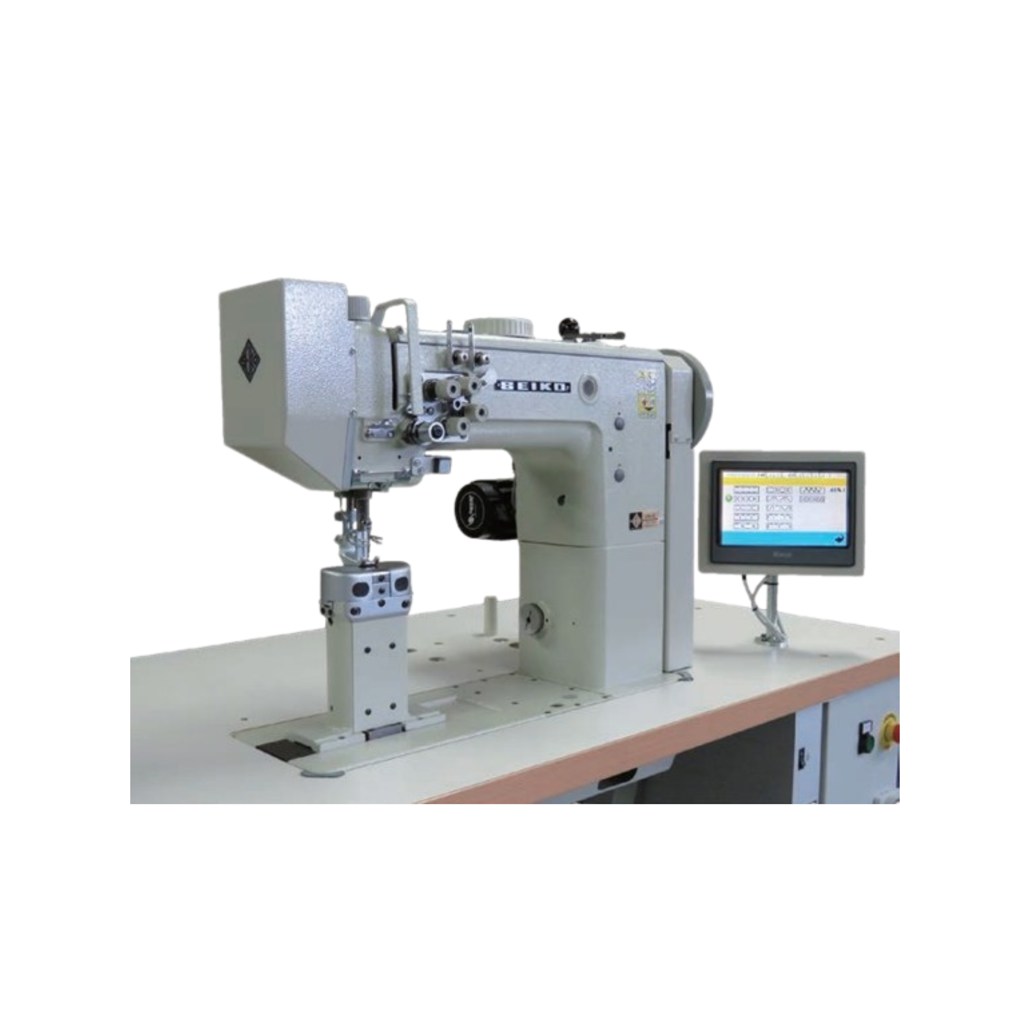 Seiko SAM-40 Automated - Two Needle, Post Bed, Large Vertical Axis Hook, Multi Different Ornamental Stitching, Automatic Presser Foot Lift, Compound Feed And Walking Foot, Lockstitch Sewing Machine