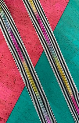 Sassafras Lane Designs Black Stripe Zipper Tape with Rainbow teeth