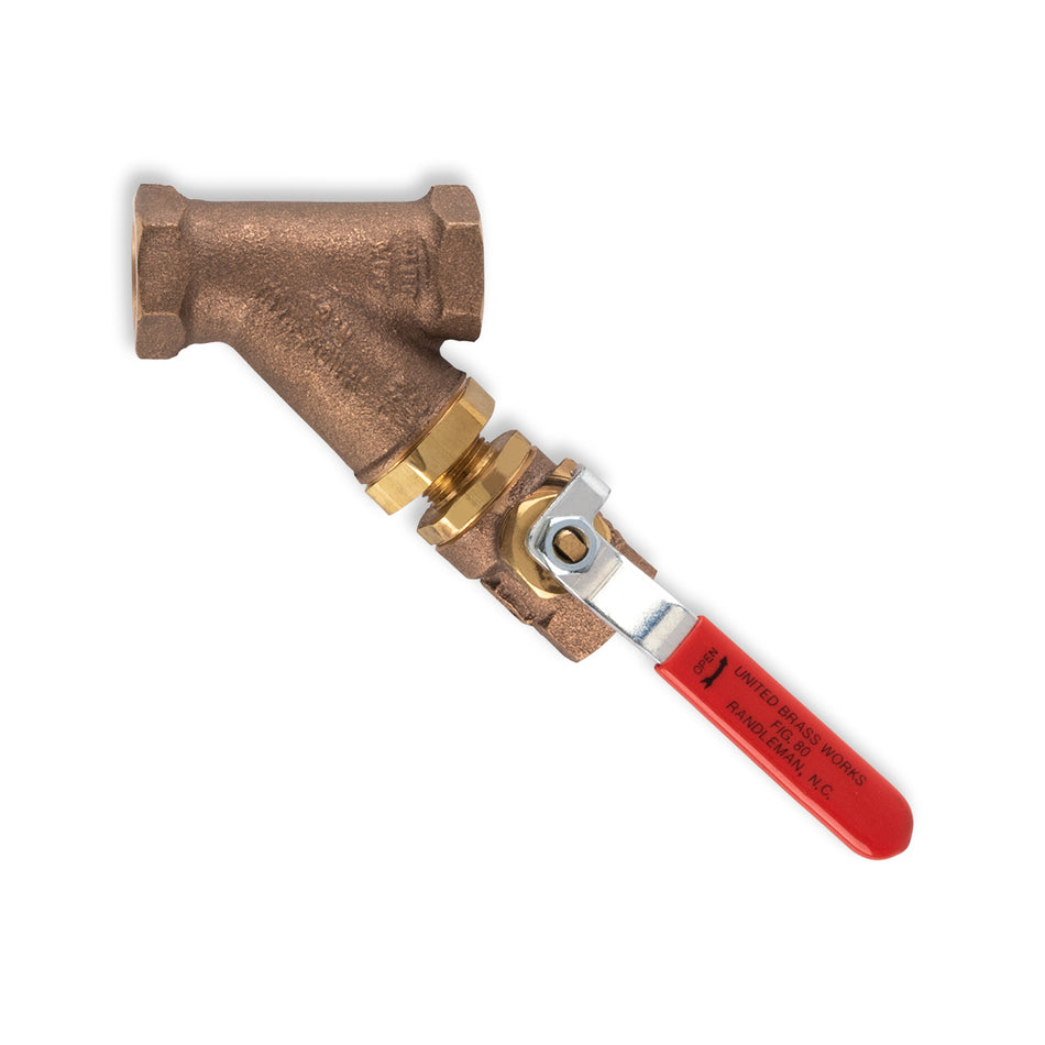 United Brass Works Strainer with Ball Valve - 1/2"