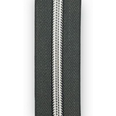 Simply Classic No. 3 Zipper Tape 1 in Drk Grey/Nickel