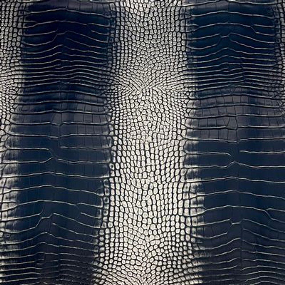 Simply Classic Faux Crocodile-Navy/Silver 18 in x 54 in