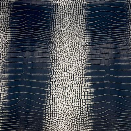Simply Classic Faux Crocodile-Navy/Silver 18 in x 54 in