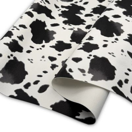 Simply Classic Cow Print Faux Leather - White/Black 18 in x 54 in