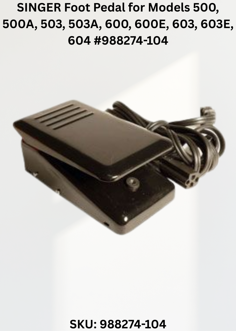 SINGER Foot Pedal for Models 500, 500A, 503, 503A, 600, 600E, 603, 603E, 604 #988274-104