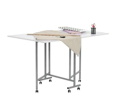 Sew Ready Mobile Folding Craft Cutting Table Silver/White