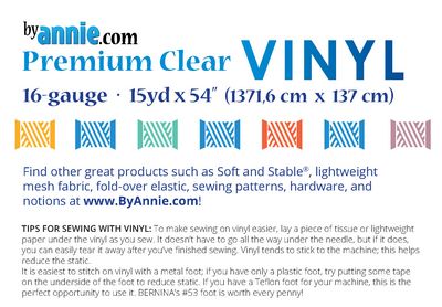 Patterns by Annie Premim Clear Vinyl - 15 yards x 54 in A**