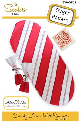 Sookie Sews Candy Cane Table Runner & Napkins Serger Pattern