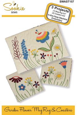 Sookie Sews Garden Flower Mug Rug and Coaster Set Ith