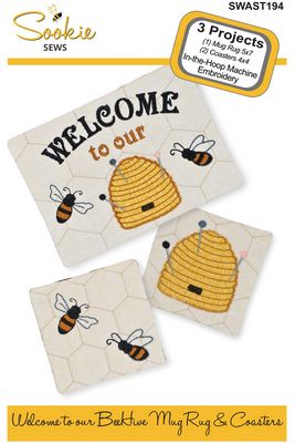 Sookie Sews Welcome to our BeeHive Mug Rug & Coaster Set In-th