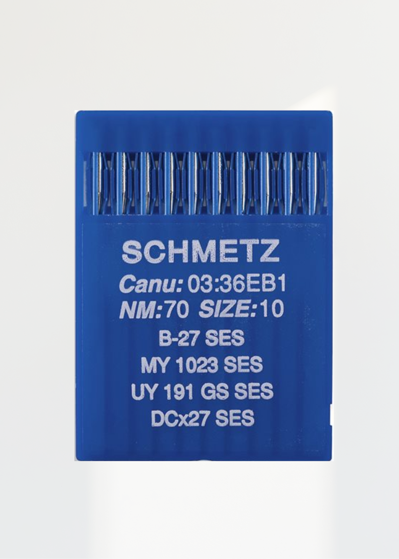Schmetz Ball Point Industrial Machine Needles - B-27 SES, MY 1023 SES, UY 191 GS SES, DCx27 SES - 10/Pack
