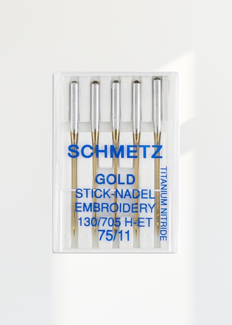 Schmetz Gold Embroidery Home Machine Needles - 15x1, 130/705 H-ET - 5/Pack