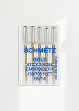 Schmetz Gold Embroidery Home Machine Needles - 15x1, 130/705 H-ET - 5/Pack