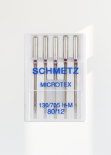 Schmetz Microtex Sharp Sewing Machine Needles - 15x1, 130/705 H-M - 5/Pack