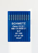 Schmetz Regular Point Industrial Machine Needles - B-27, MY 1023, UY 191 GS, DCx27 - 10/Pack