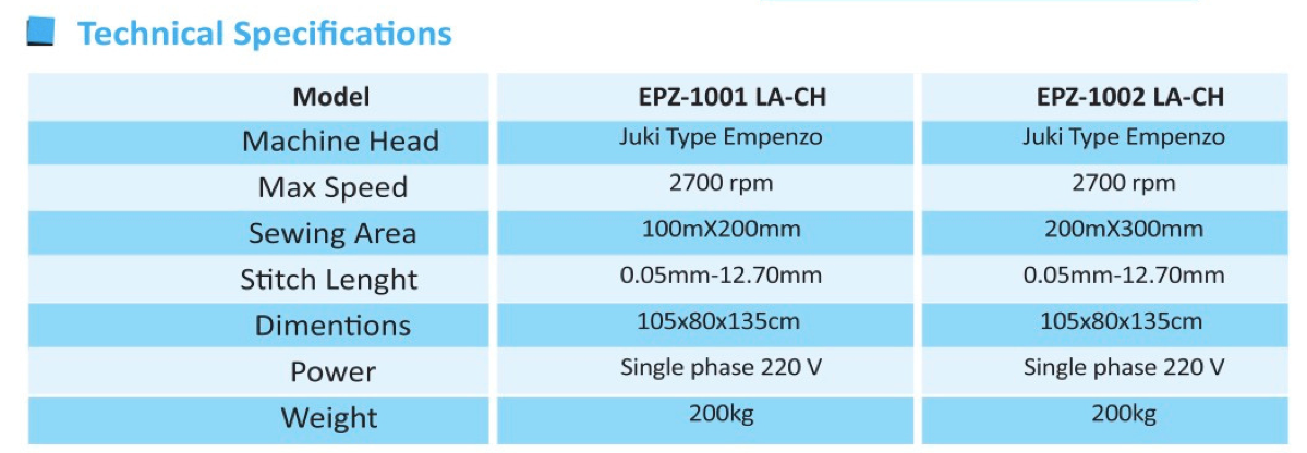 Long Arm Pattern Sewing Machine ( Working Area: 100 X 200 MM ) - Empenzo Automated Sewing Systems
