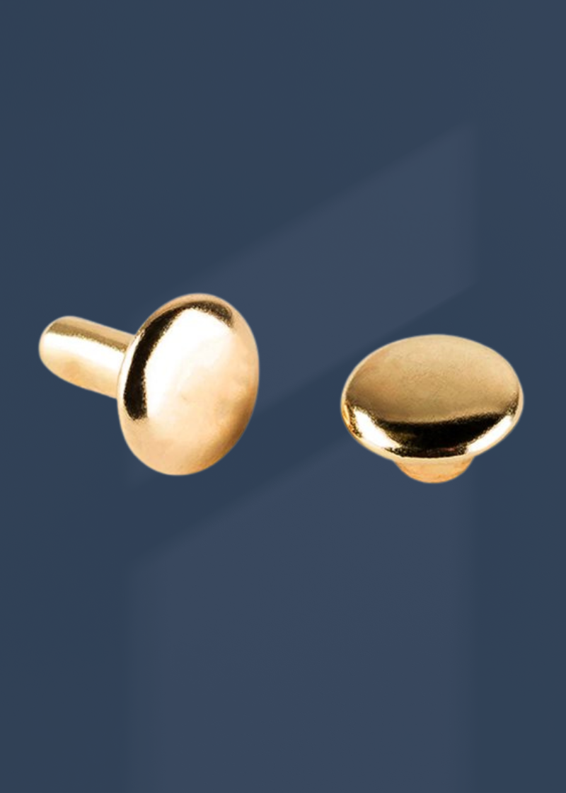Short Double Cap Rivets Bag Hardware - 1/4" (6mm) X 1/4" - 25 Sets/Pack - Gold