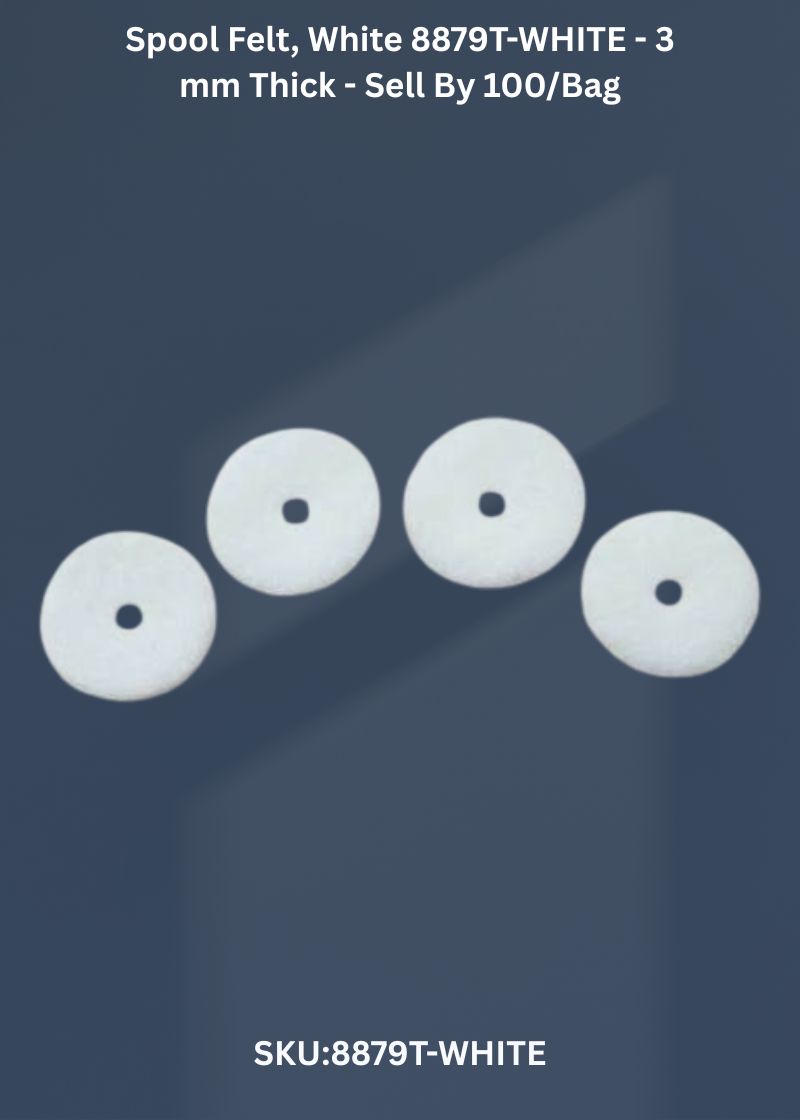 Spool Felt, White 8879T-WHITE - 3 mm Thick - Sell By 100/Bag
