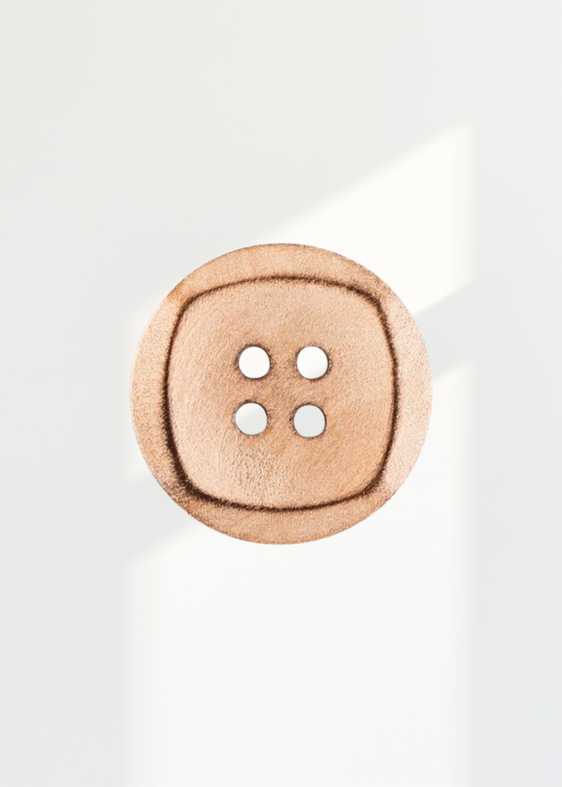 Square Wooden Buttons - 3/Pack - 4-Hole - Beige