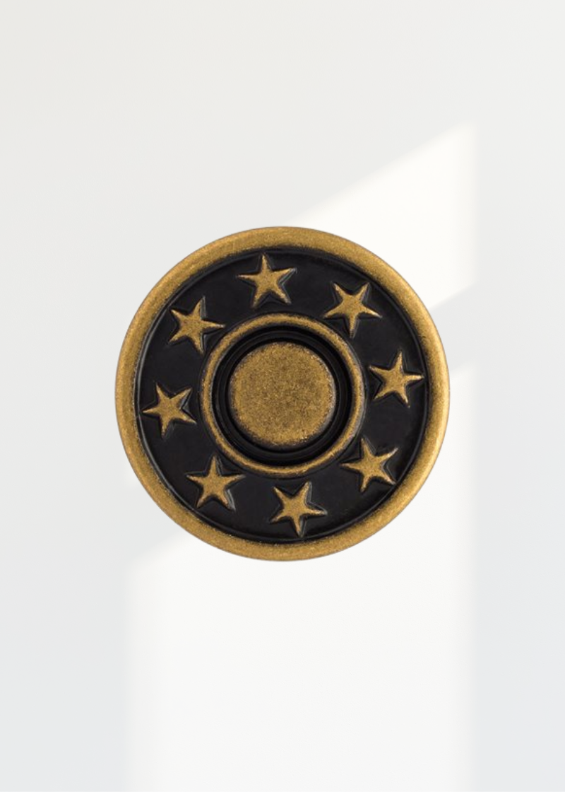 Star Jean Buttons - 27L / 17mm - 6/Pack - Antique Brass