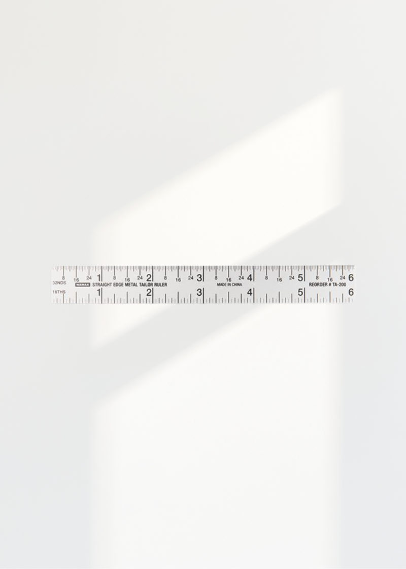 Straight Edge Metal Tailor Ruler - 6" x 3/4"