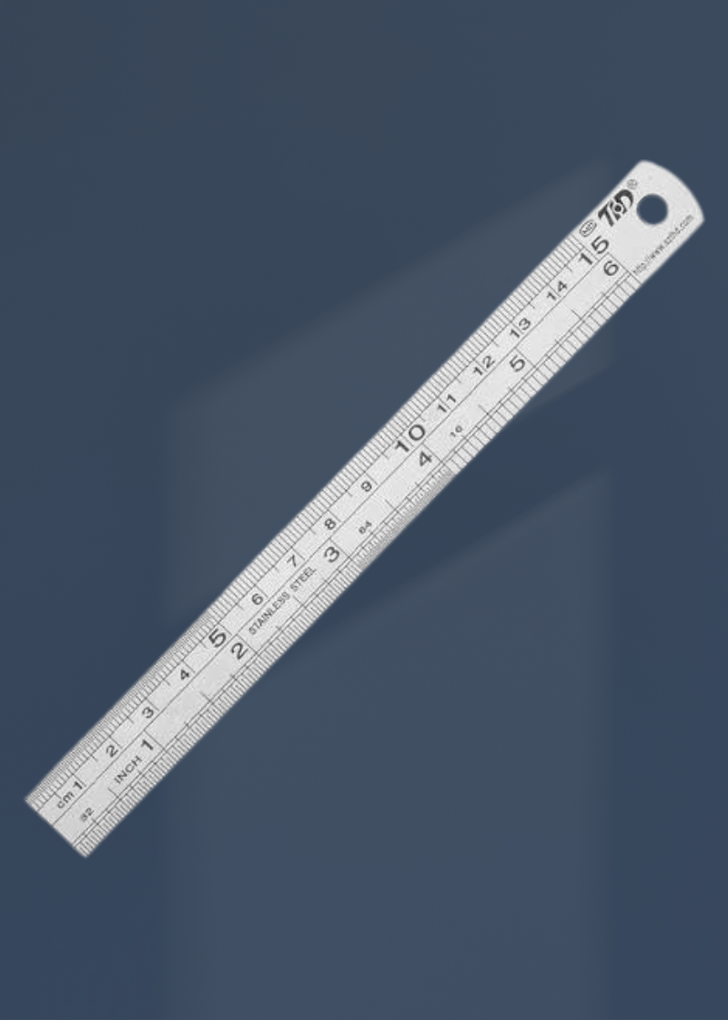 Straight Edge Metal Tailor Ruler - Inches/Metric - 6" x 3/4"