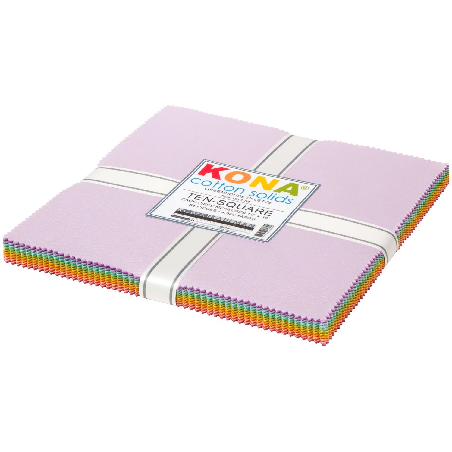 Robert Kaufman, Kona Solids 10" Fabric Squares (54pc) - Greenhouse Palette