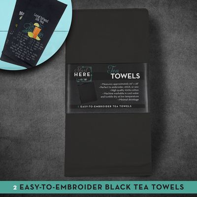OESD Tea Towel Black 20inx28in 2/pk