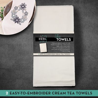 OESD Tea Towel Cream 20inx28in 2/pk