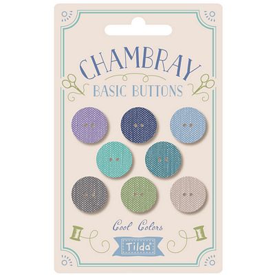 Tilda- Chambray Buttons Cool Colors 16mm 8pc
