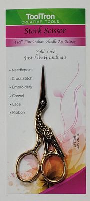 Tooltron Industries Stork Embroidery Scissor 3-1/2in Gold
