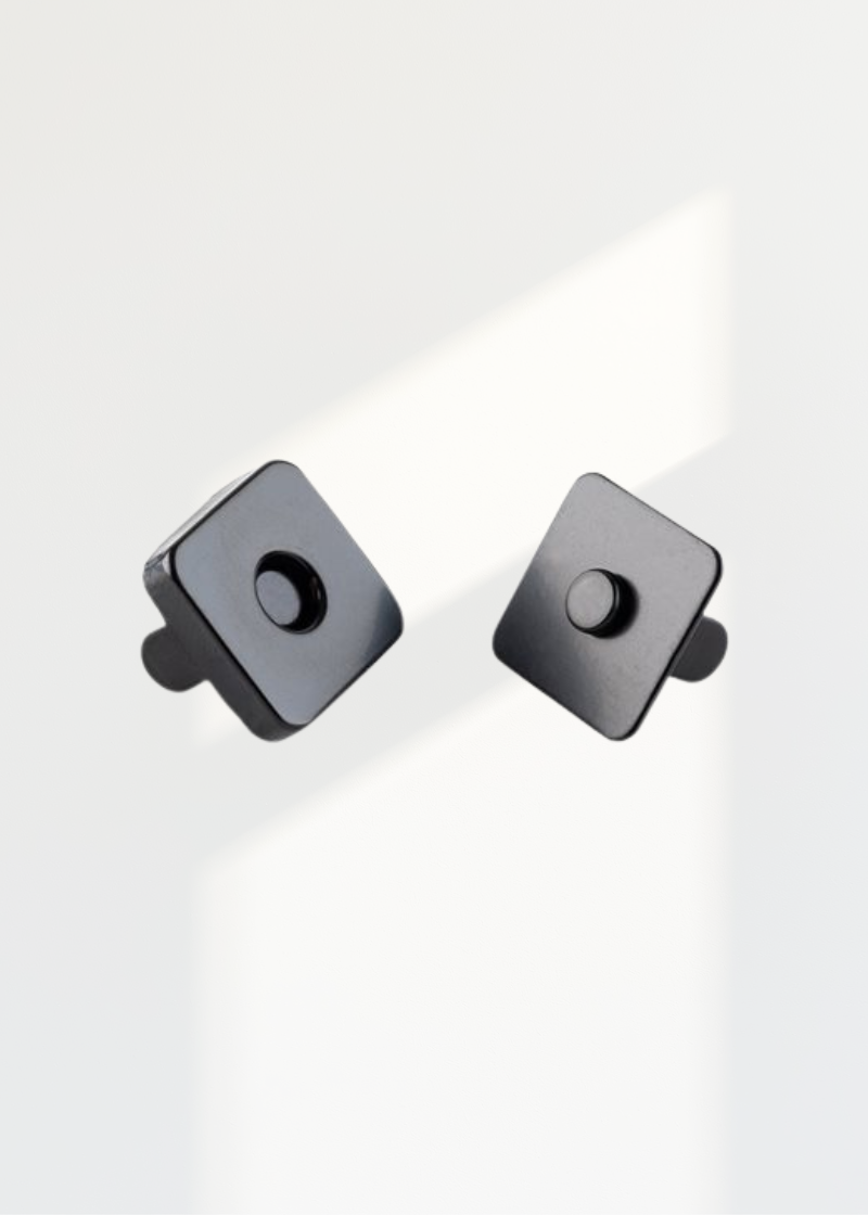 Thick Square Magnetic Snaps Bag Hardware - 1/2" - 2 Sets/Pack - Matte Black