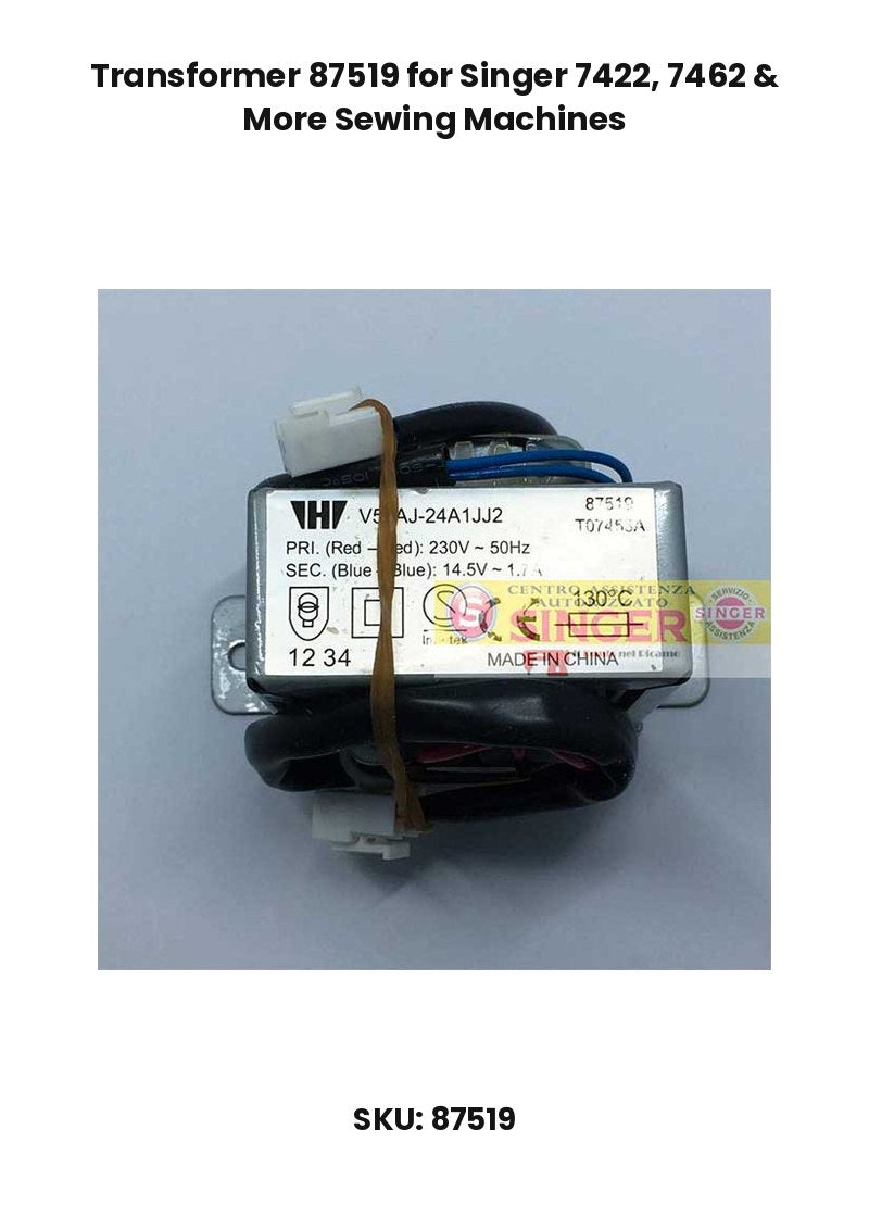 Transformer 87519 for Singer 7422, 7462 & More Sewing Machines