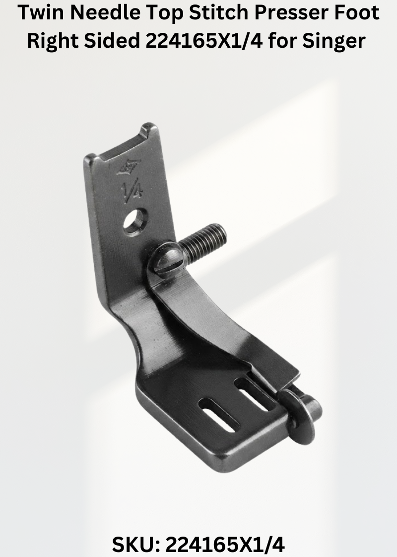 Twin Needle Top Stitch Presser Foot Right Sided 224165X1/4 for Singer 212U, 212W, 312T and 312U Sewing Machines