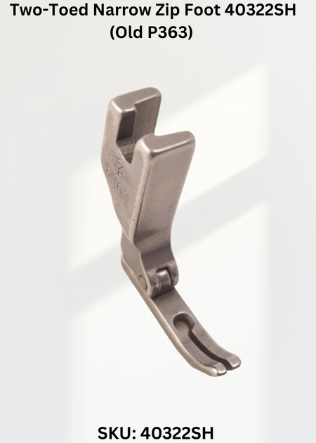 Two-Toed Narrow Zip Foot 40322SH (Old P363) for Juki Sewing Machines
