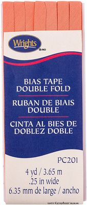 Wrights Bias Tape Double Fold 1/4inx4yd Coral Sea