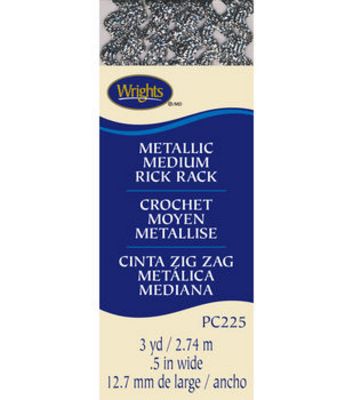 Wrights Medium Metallic Rick Rack 1/2x3yds Silver