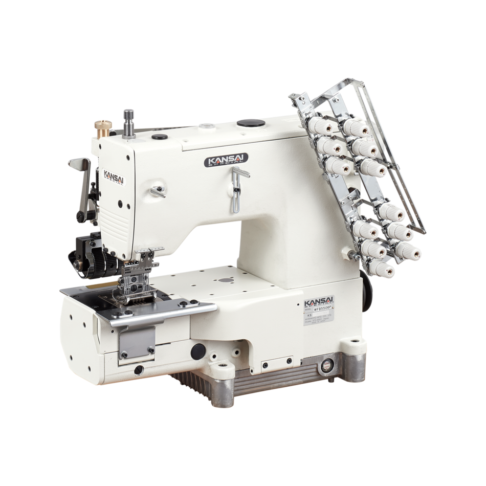 Kansai Special WFB SERIES - 6 Needle, Cylinder Bed, Double Chain Stitch Sewing Machine, Needle Feed Machine for Waistbands with Rear Puller. (5509 is Multi-Gauge Specification)