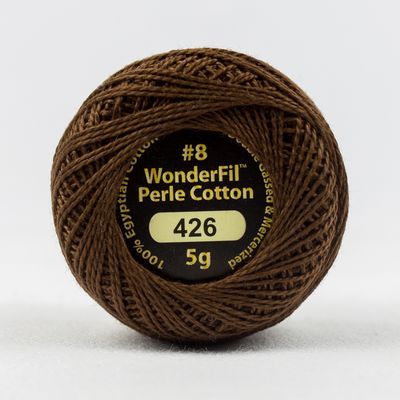 WonderFil Eleganza Solid #8, 5g ball, 5/box, Baker's Choc