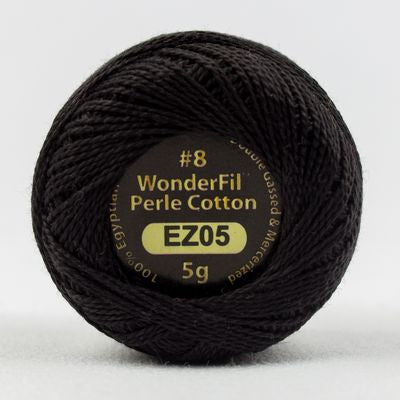 WonderFil Eleganza Solid #8, 5g ball, 5/box, Black Tie