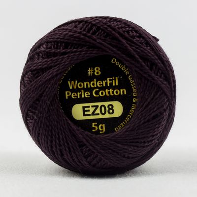 WonderFil Eleganza Solid #8, 5g ball, 5/box, Black Berry