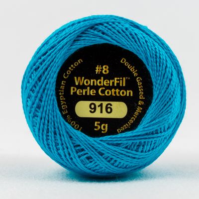 WonderFil Eleganza Solid #8, 5g ball, 5/box, Blue Lagoon