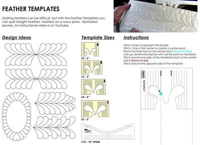 Sew Steady / Westalee Design Feather Template Set 4pc Low Shank 3mm
