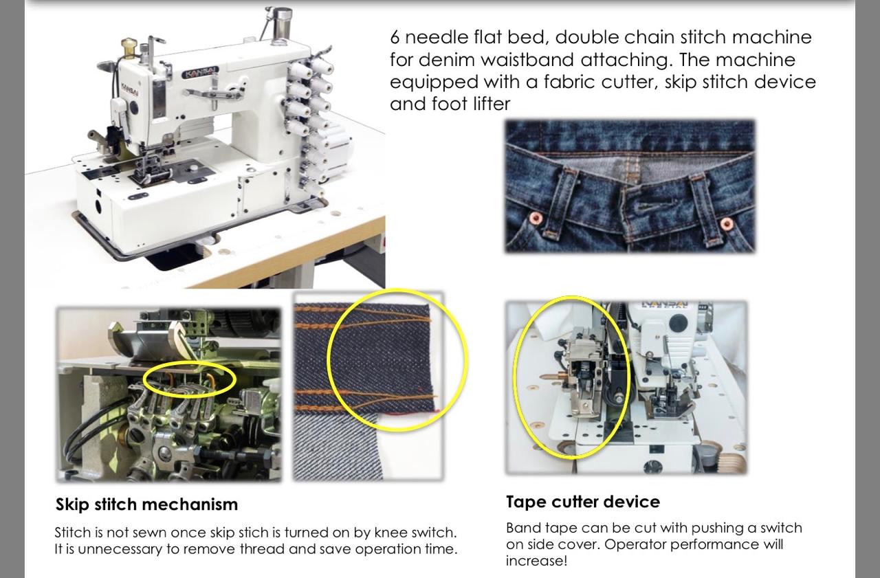 Kansai Special DLR-1509 Industrial Waistband Sewing Machine Complete Set Table Motor